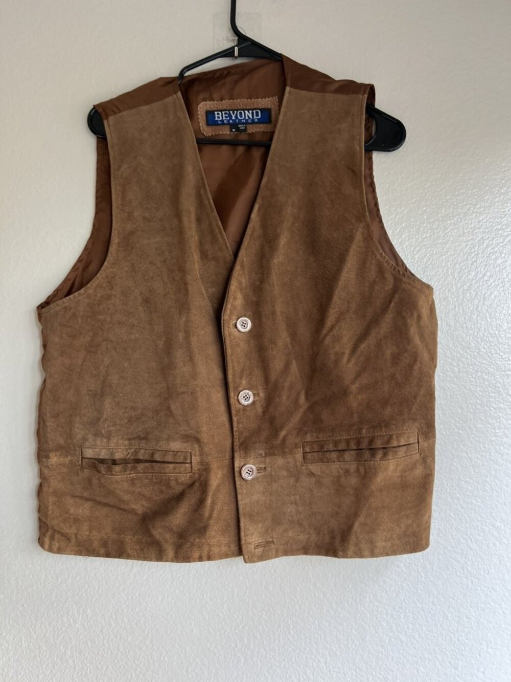 Vintage Beyond Leather Vest Mens Wz M Western Brown Suede Leather Bike Button